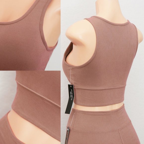 NEW Mocha Active Bra Crop Top + Leggings 2pc Set - Picture 4 of 10